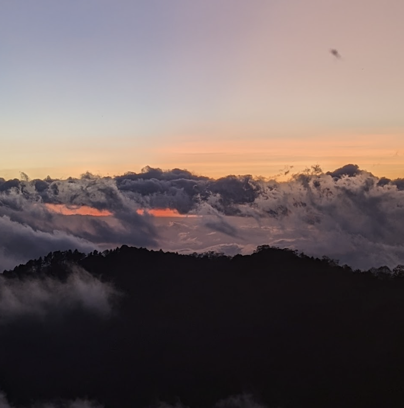 Coucher de soleil sur la forêt de nuage, monteverde, costa rica